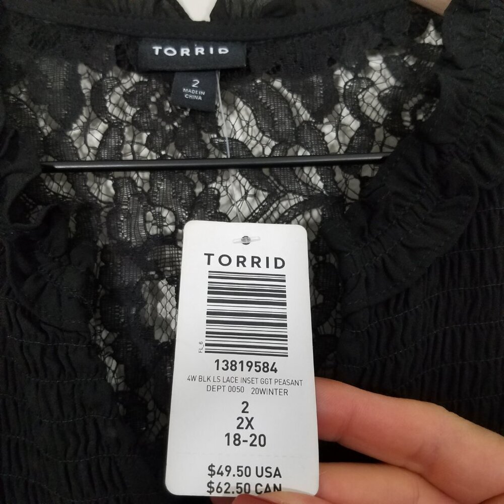 NWT Torrid Long Sleeve Top Blouse Black Size 2 - Picture 4 of 7